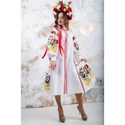 Embroidered boho dress "Flora" White